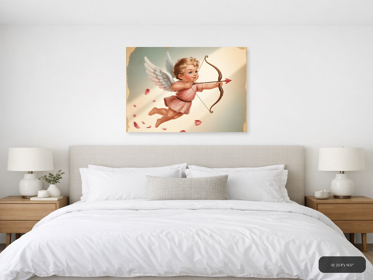 Vintage Cupid with Bow and Arrow Wall Art — A2 / Bedroom