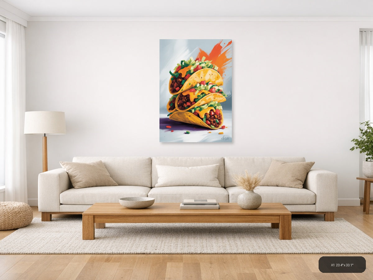 Tacos — Abstract (Portrait) Canvas Print | Abstract Wall Art | A4 A3 A2 A1 — A1 / Living Room