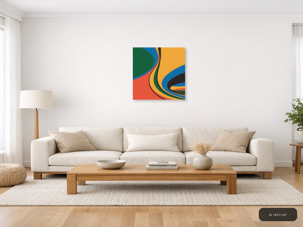 Colorful Abstract Wave Layers Photography Wall Art — A3 / Living Room