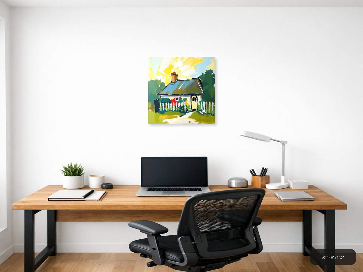 Sunny Cottage Garden Abstract Wall Art — A3 / Office