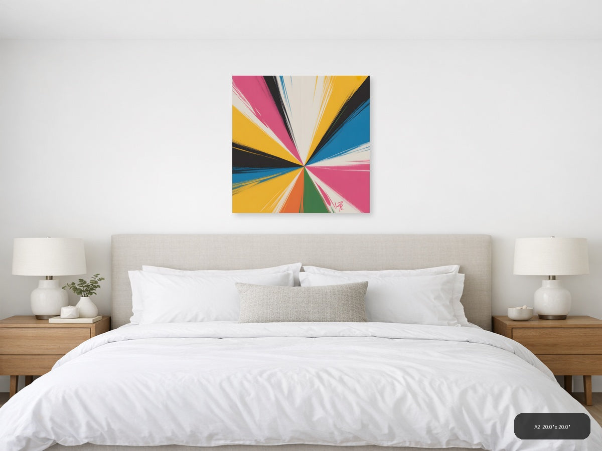 Vibrant Radial Burst Abstract Multicolor Wall Art — A2 / Bedroom