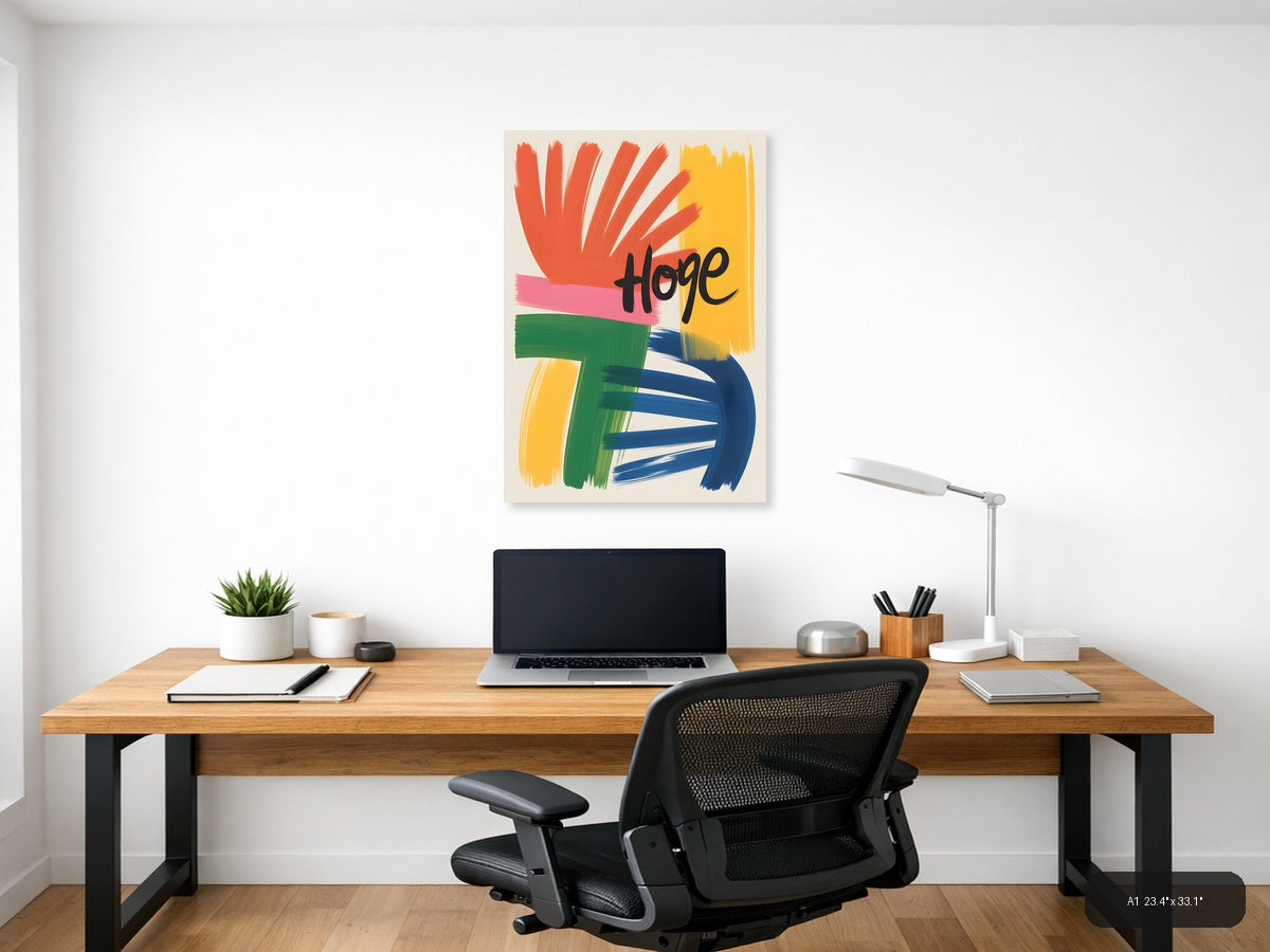 Hope Abstract Colorful Brushstroke Portrait Wall Art — A1 / Office