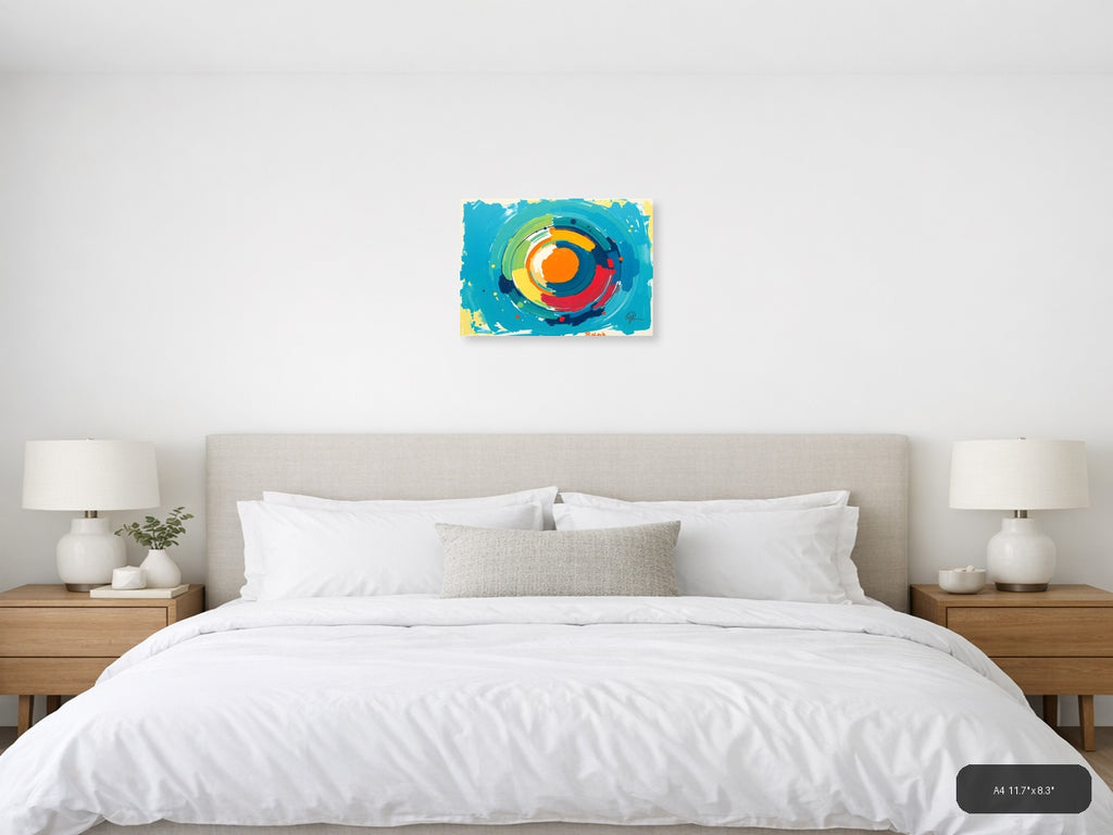 Colorful Abstract Concentric Circles Modern Wall Art — A4 / Bedroom