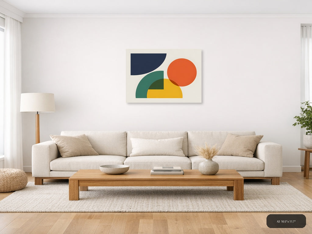 Minimalist Geometric Shapes Abstract Wall Art — A3 / Living Room