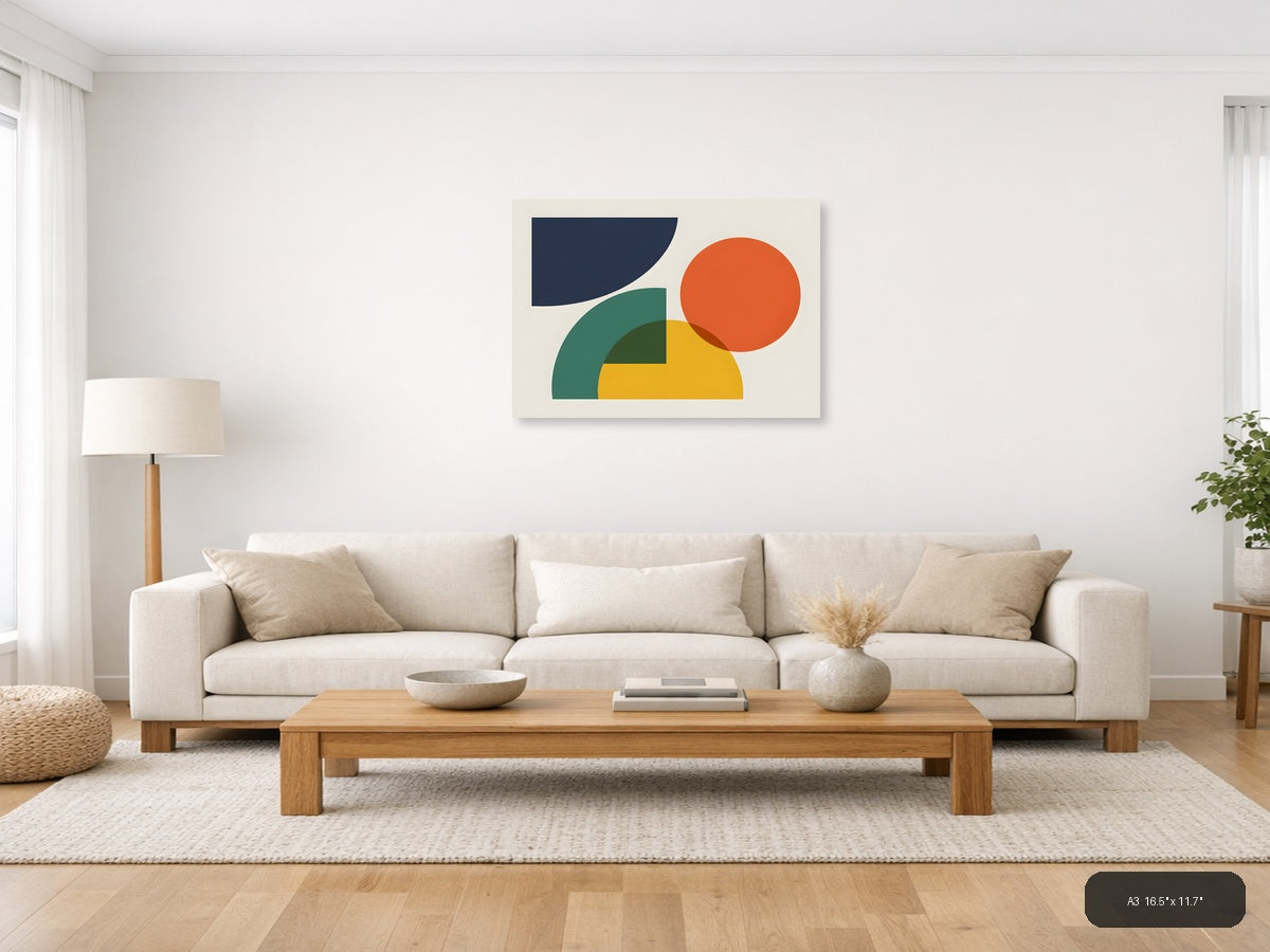 Minimalist Geometric Shapes Abstract Wall Art — A3 / Living Room