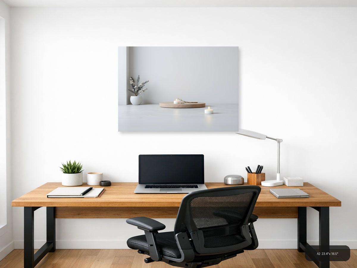 Minimalist Still Life with White Vase and Candles Wall Art — A2 / Office