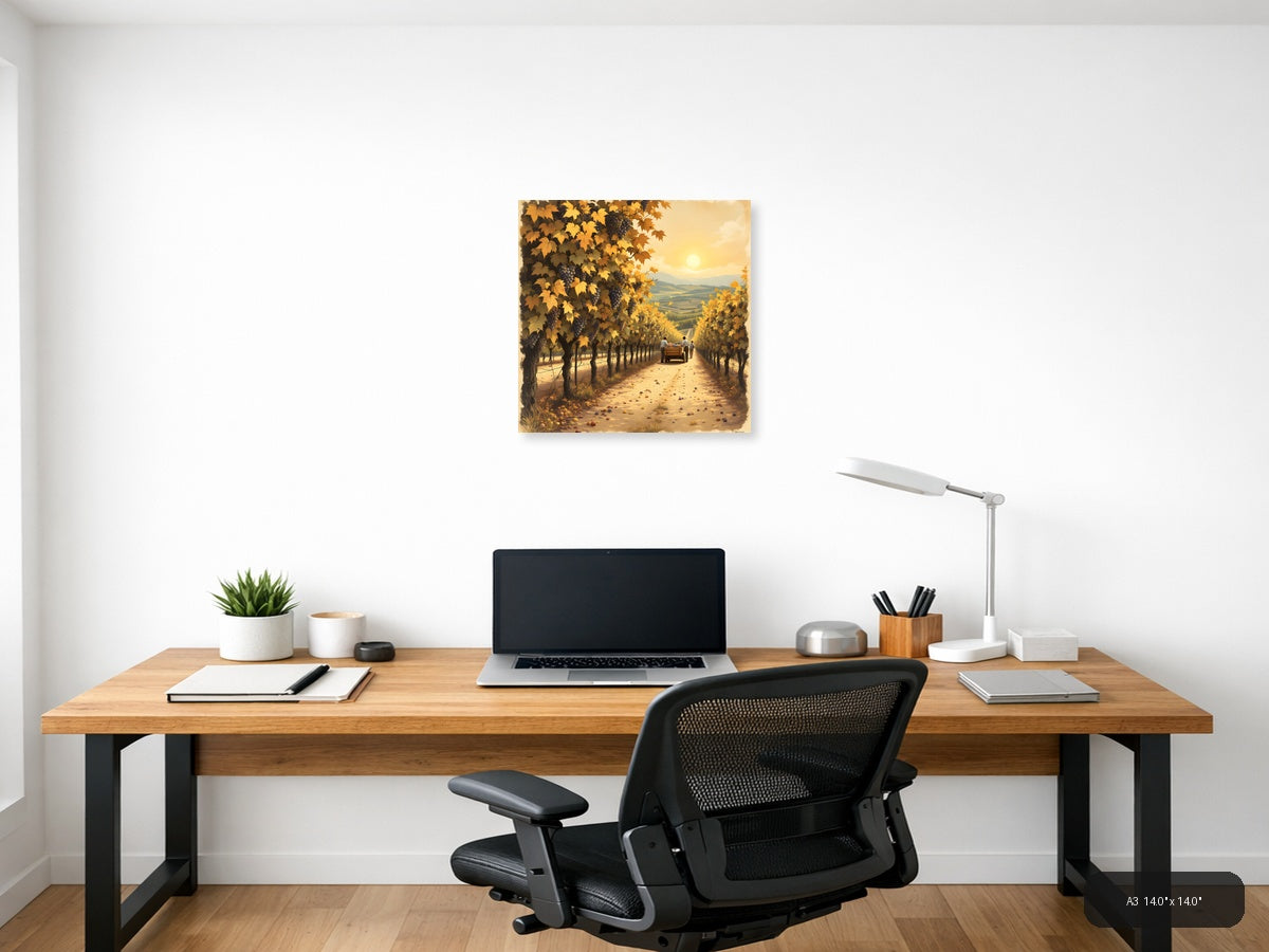 Autumn Vineyard Harvest Vintage Wall Art — A3 / Office