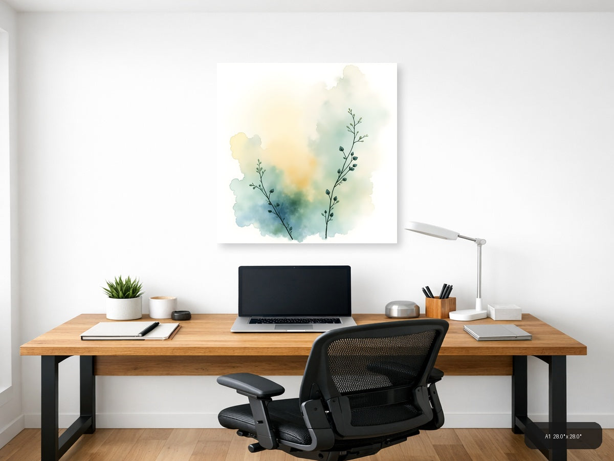 Minimalist Botanical Watercolor Wall Art — A1 / Office