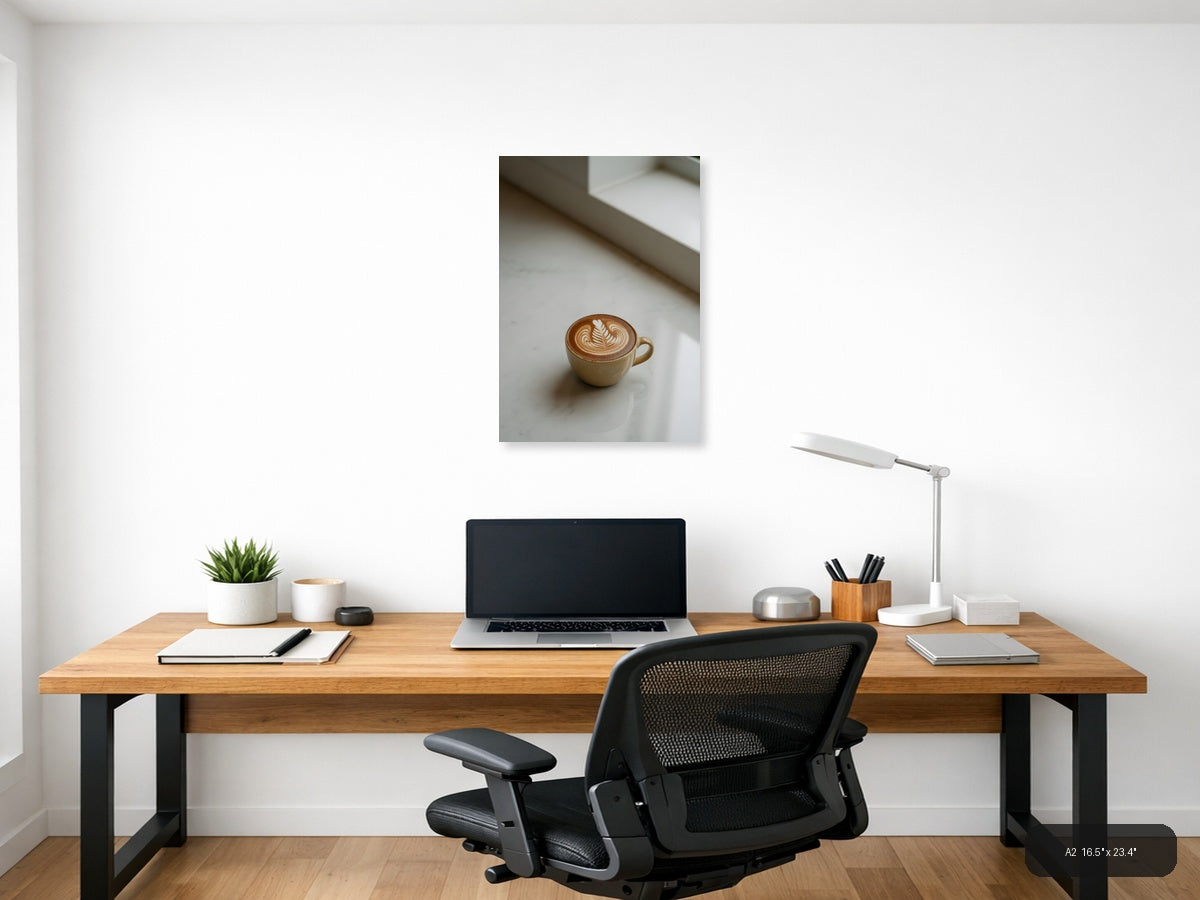 Minimalist Coffee Cup Latte Art Wall Art — A2 / Office