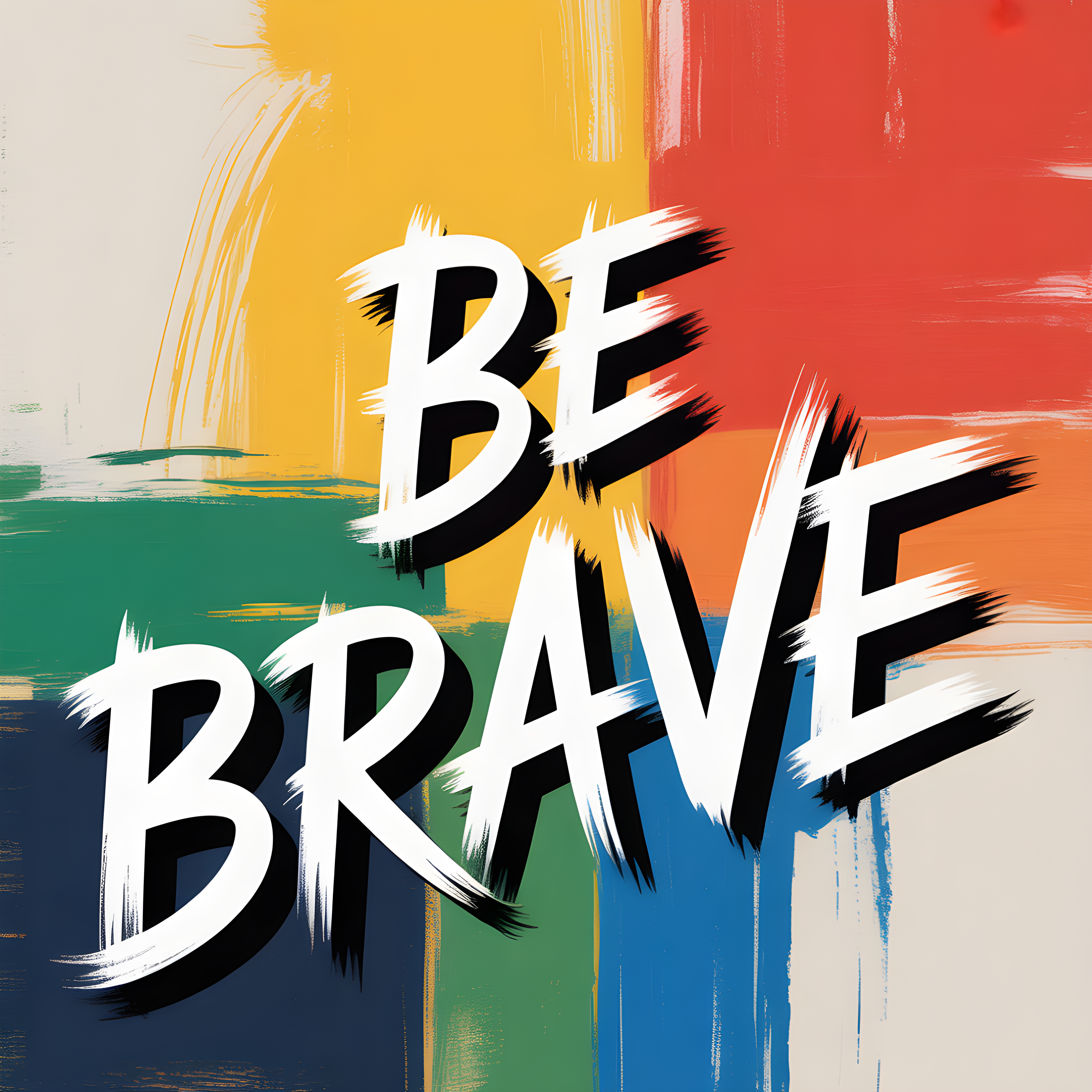 Be Brave Abstract Colorblock Canvas Wall Art