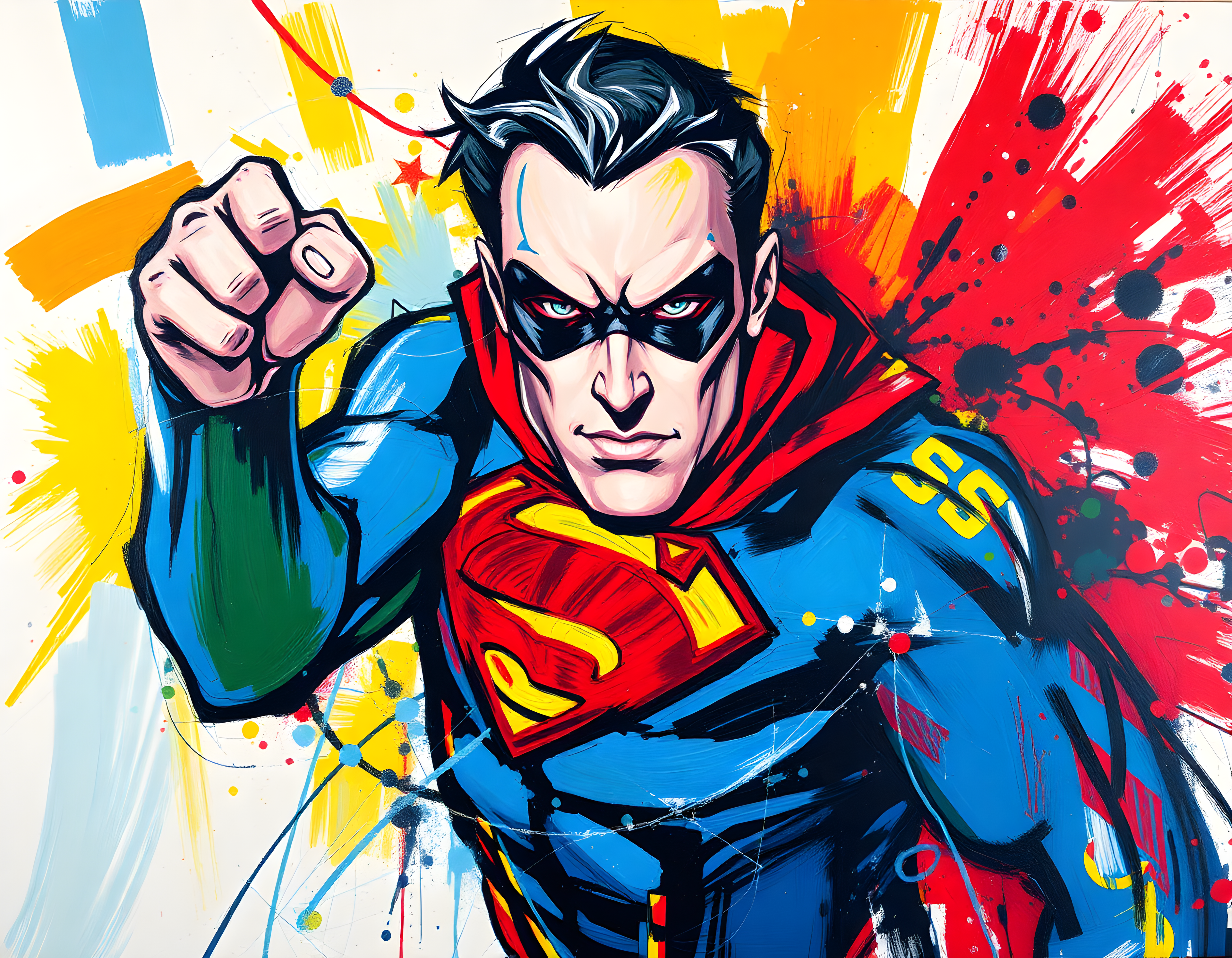 Superman Pop Art Abstract Splatter Wall Art