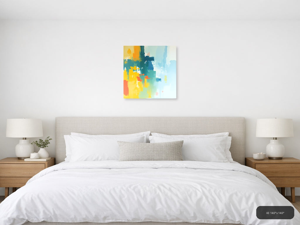 Abstract Colorful Gradient Brushstrokes Square Wall Art — A3 / Bedroom