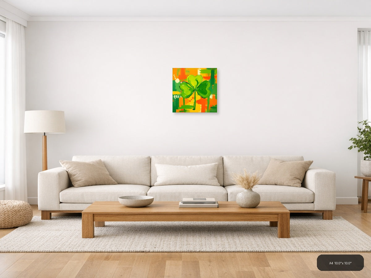 Abstract Green Shamrock St Patrick's Day Wall Art — A4 / Living Room