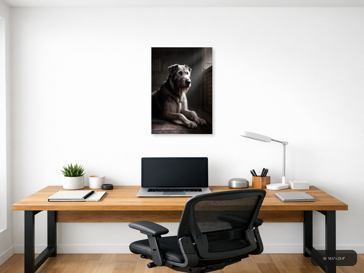 Dignified Dog Portrait in Library - Photography Wall Art — A2 / Office