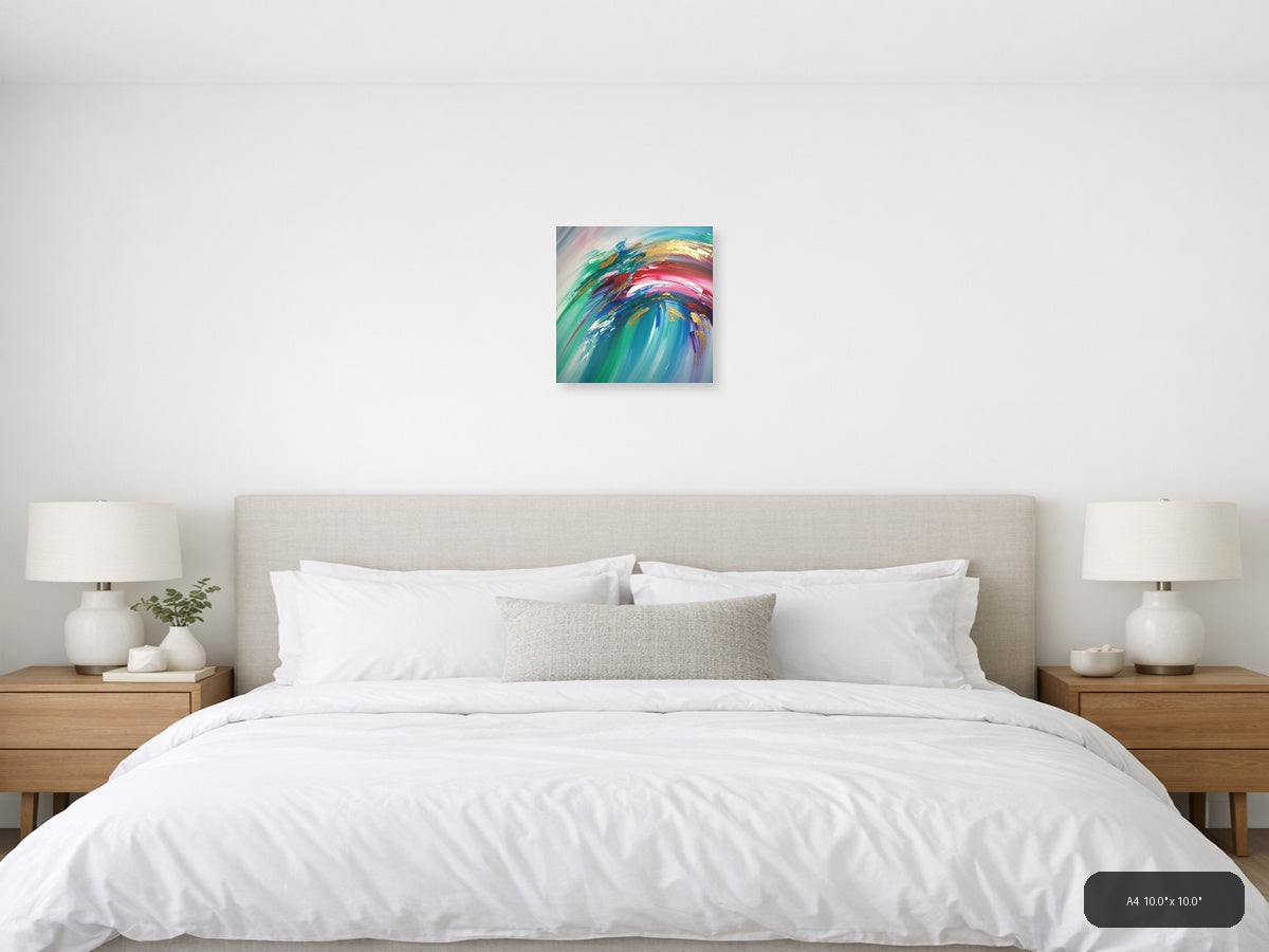 Colorful Abstract Swirl with Gold Accents Wall Art — A4 / Bedroom