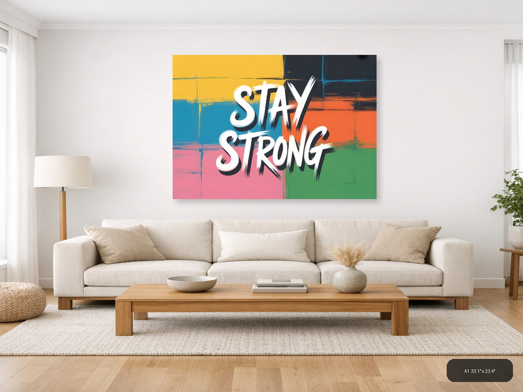 Stay Strong Colorful Abstract Street Art Wall Art — A1 / Living Room