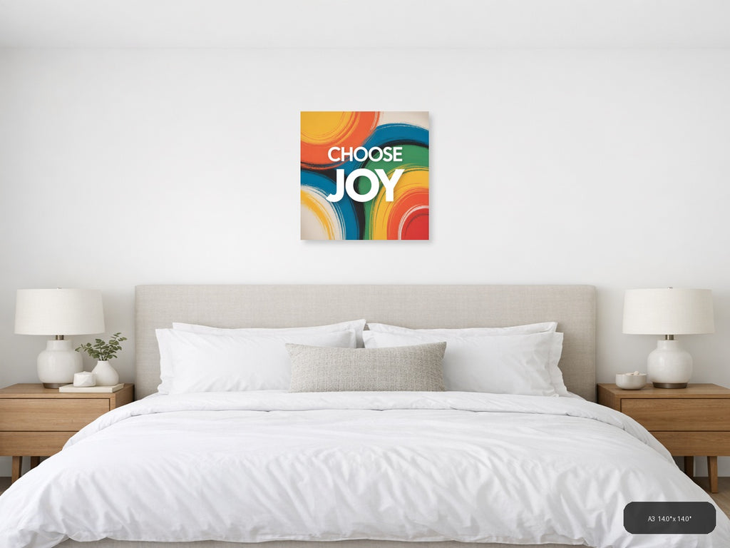 Choose Joy Abstract Colorful Brushstroke Wall Art — A3 / Bedroom
