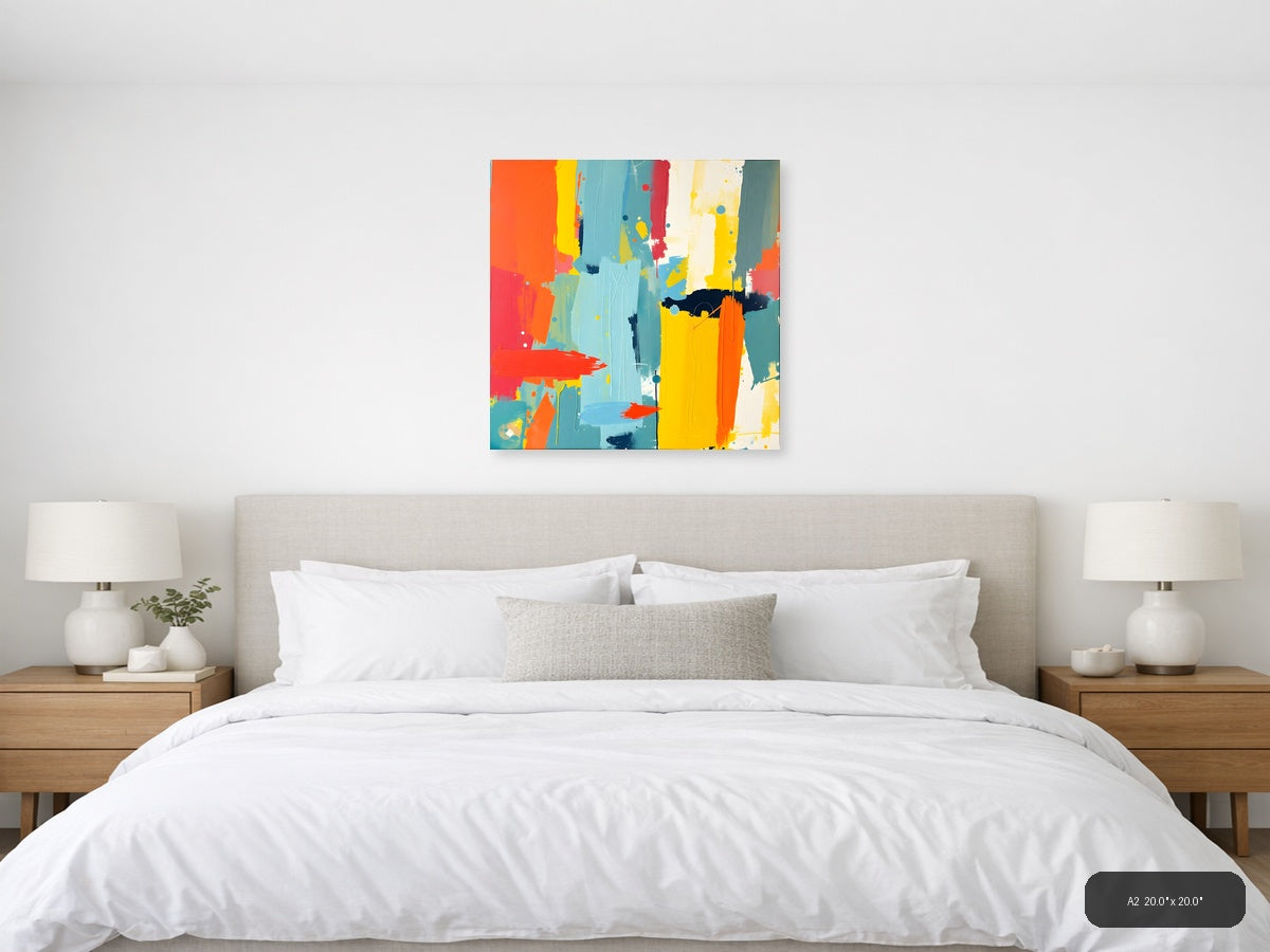 Vibrant Abstract Colour Block Square Wall Art — A2 / Bedroom