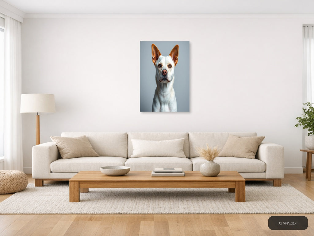 White & Brown Chihuahua Portrait Photography Wall Art — A2 / Living Room