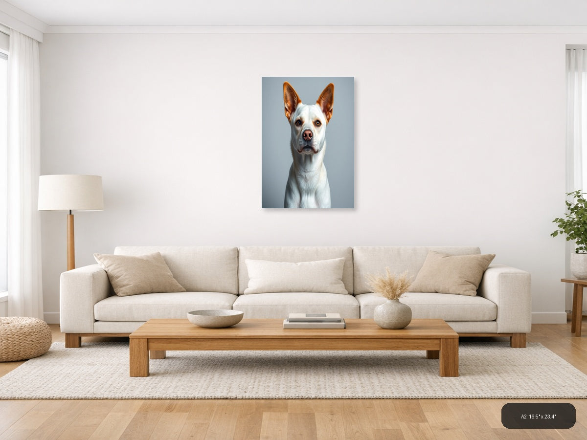 White & Brown Chihuahua Portrait Photography Wall Art — A2 / Living Room