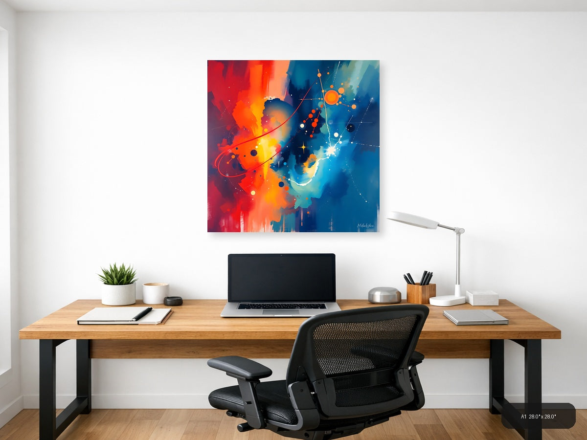 Abstract Cosmic Energy Orange Blue Wall Art — A1 / Office