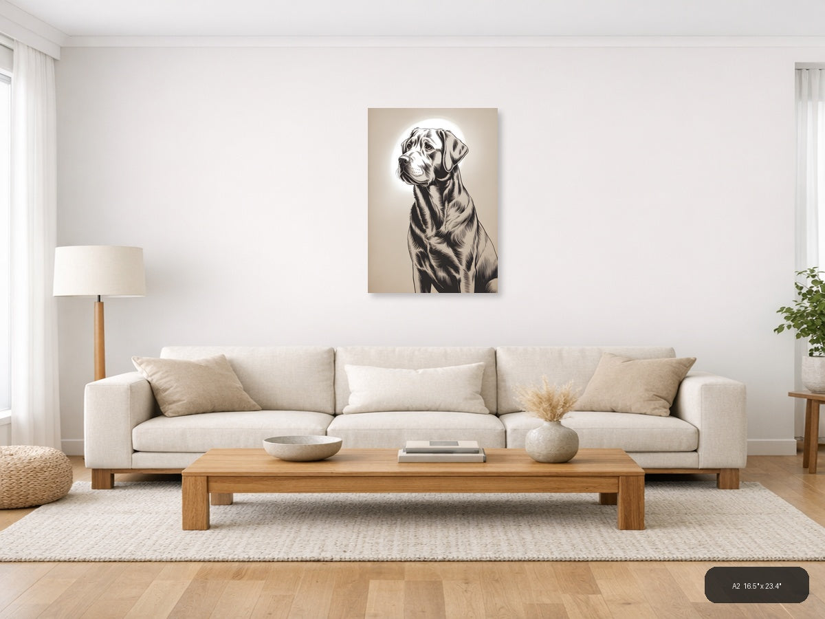 Labrador Retriever Portrait Line Art Wall Art — A2 / Living Room