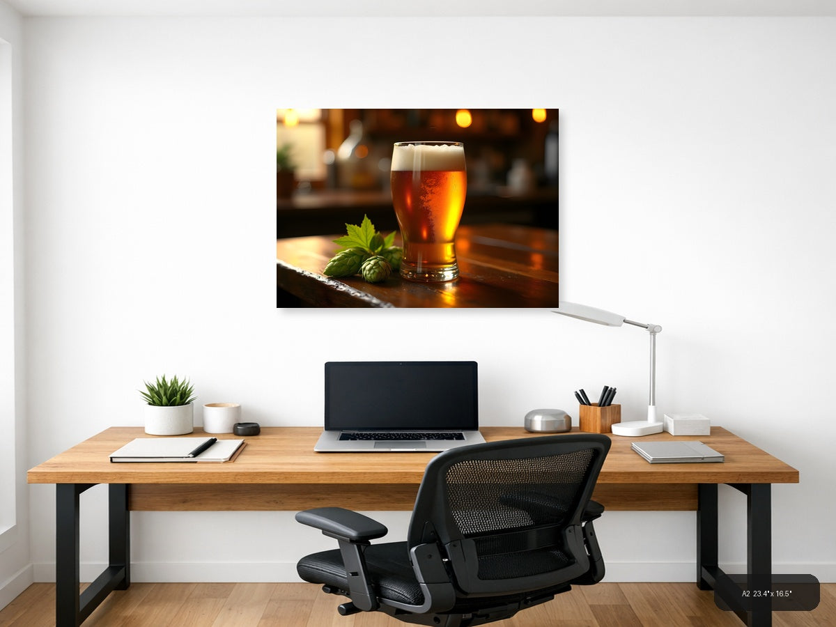 Craft Beer with Hops Photography Wall Art — A2 / Office