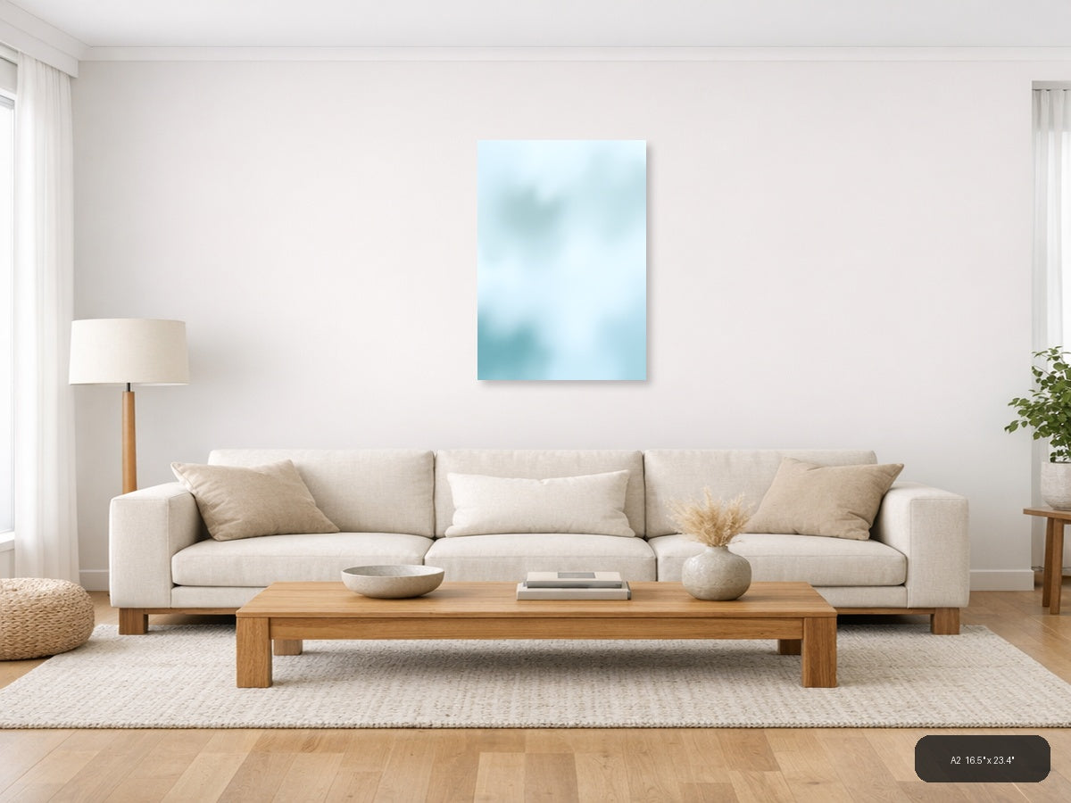 Serene Blue Watercolor Abstract Gradient Wall Art — A2 / Living Room