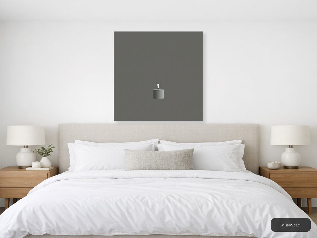Minimalist Figure on Cylinder - Gray Minimalist Wall Art — A1 / Bedroom