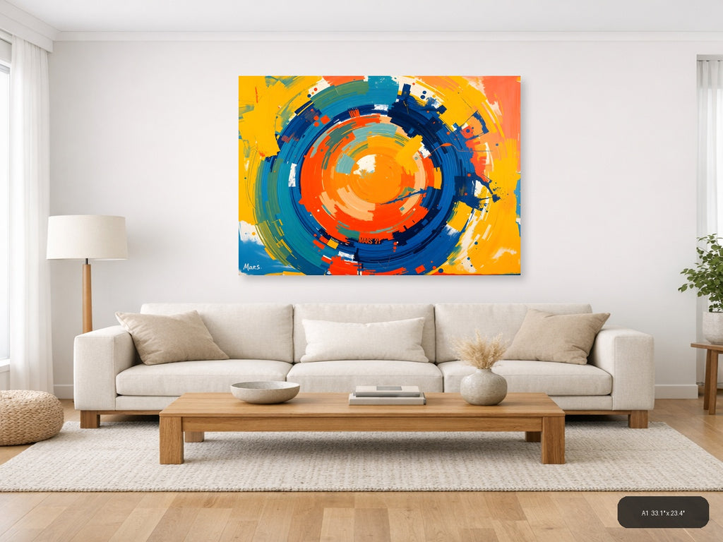 Vibrant Concentric Circles Abstract Modern Wall Art — A1 / Living Room