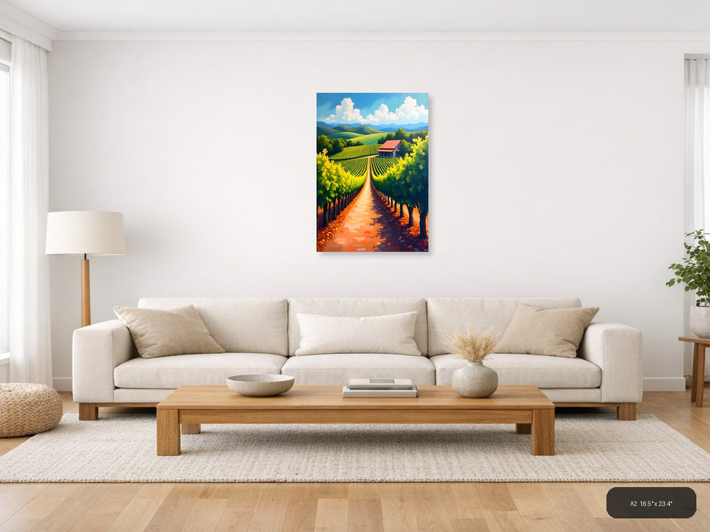 Vineyard Path Landscape Abstract Wall Art — A2 / Living Room