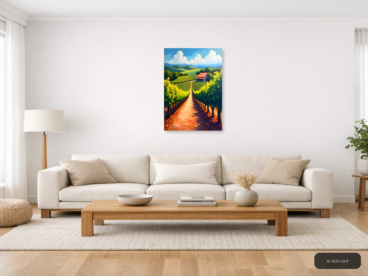 Vineyard Path Landscape Abstract Wall Art — A2 / Living Room