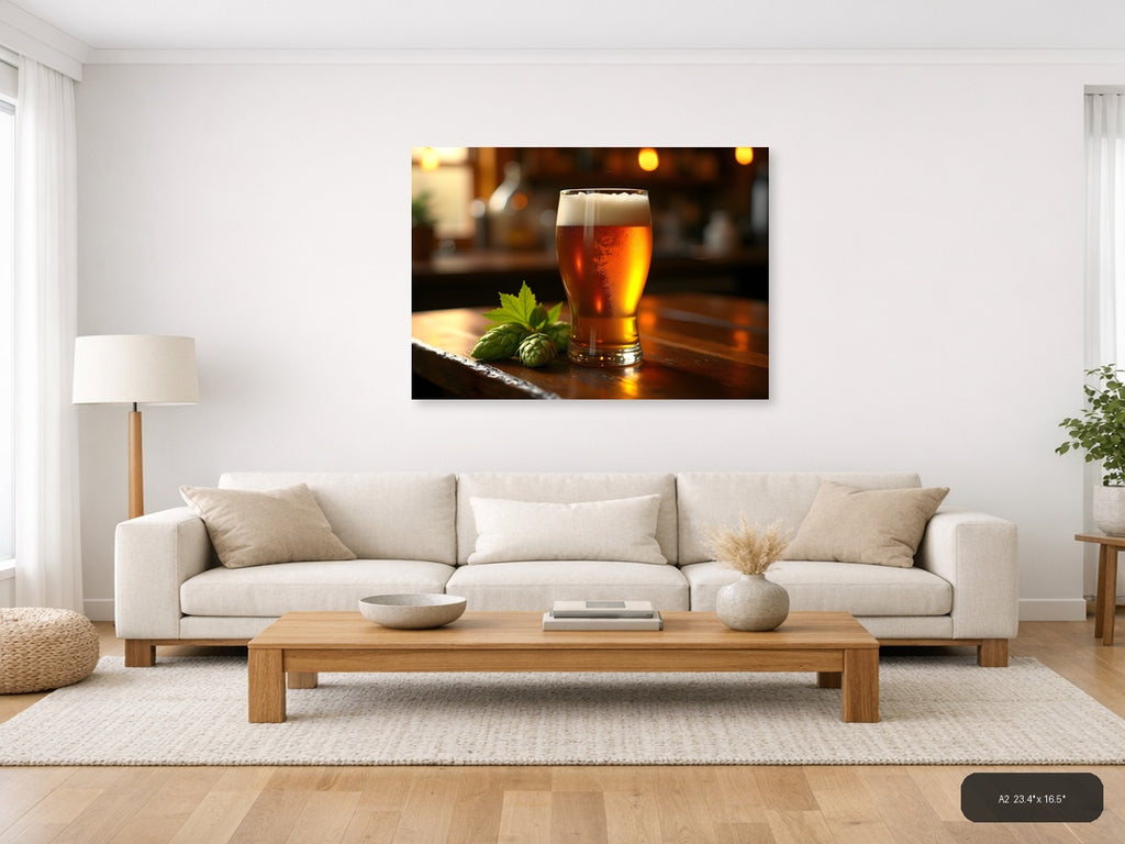 Craft Beer with Hops Photography Wall Art — A2 / Living Room
