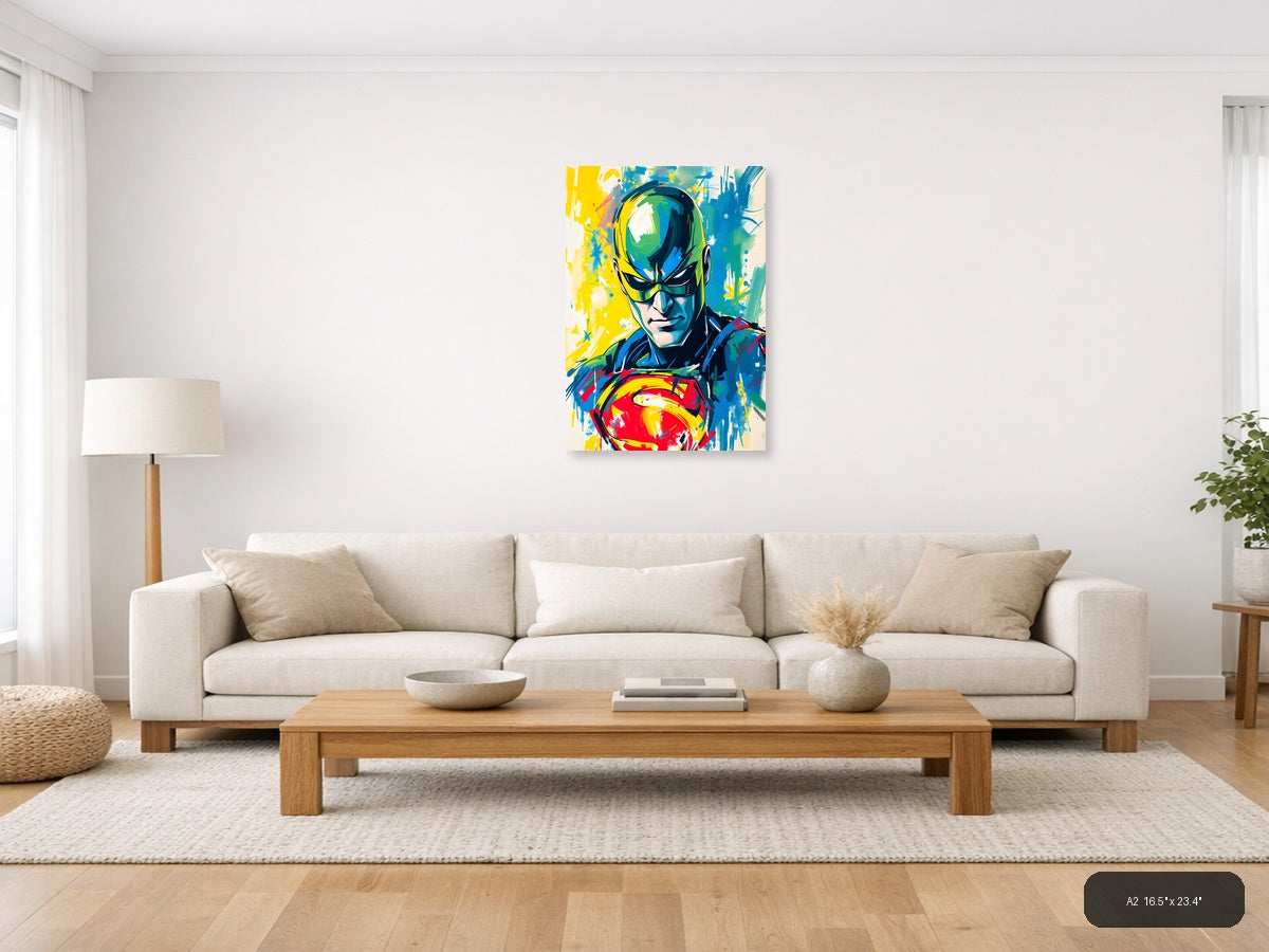 Abstract Superhero Portrait Colorful Modern Wall Art — A2 / Living Room
