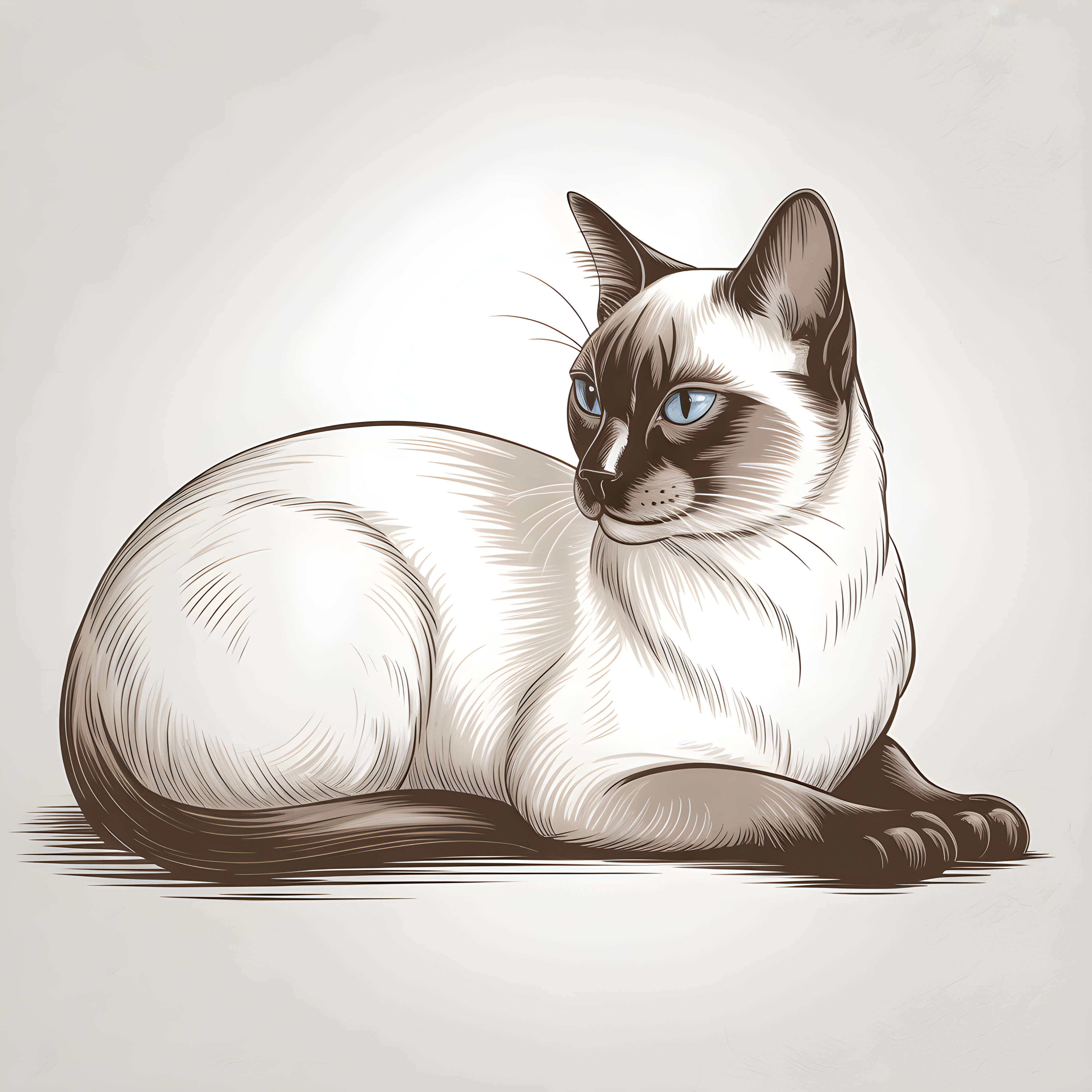 Siamese Cat Blue Eyes Line Art Wall Art