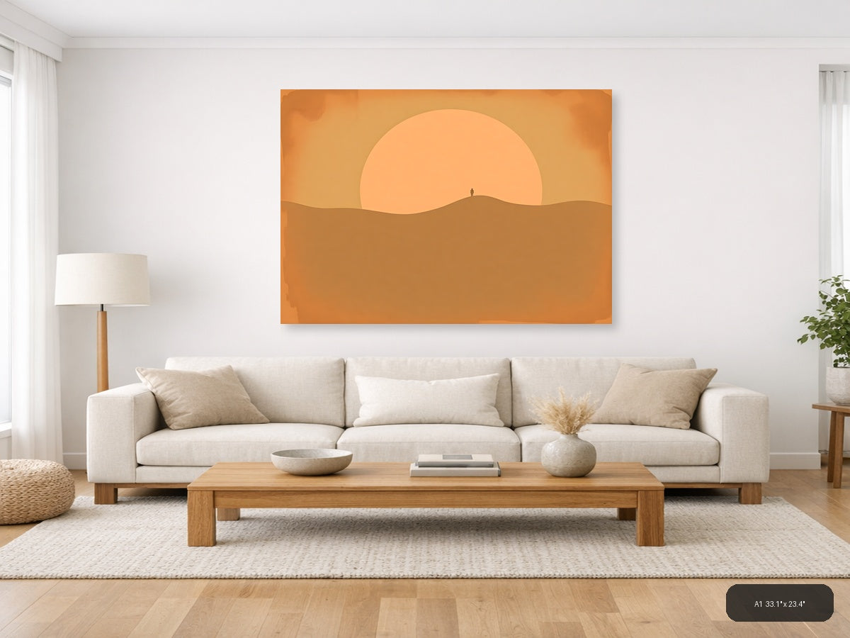 Vintage Desert Sunset Silhouette Wall Art — A1 / Living Room
