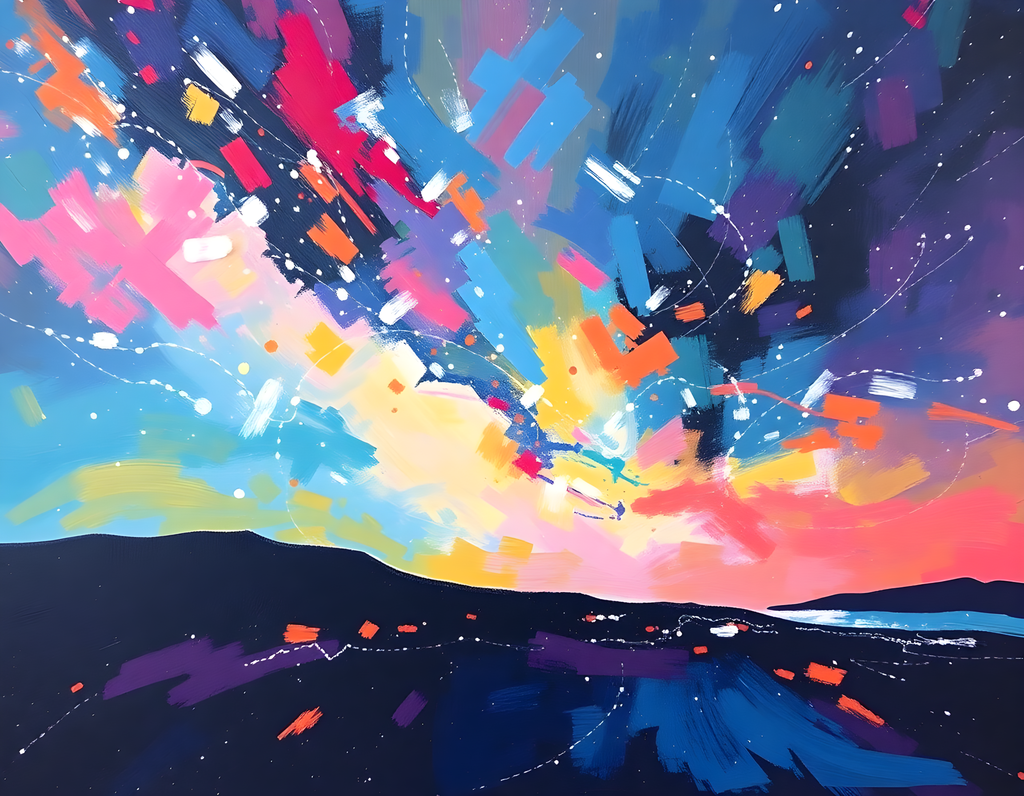 Colorful Abstract Sky Explosion Landscape Wall Art