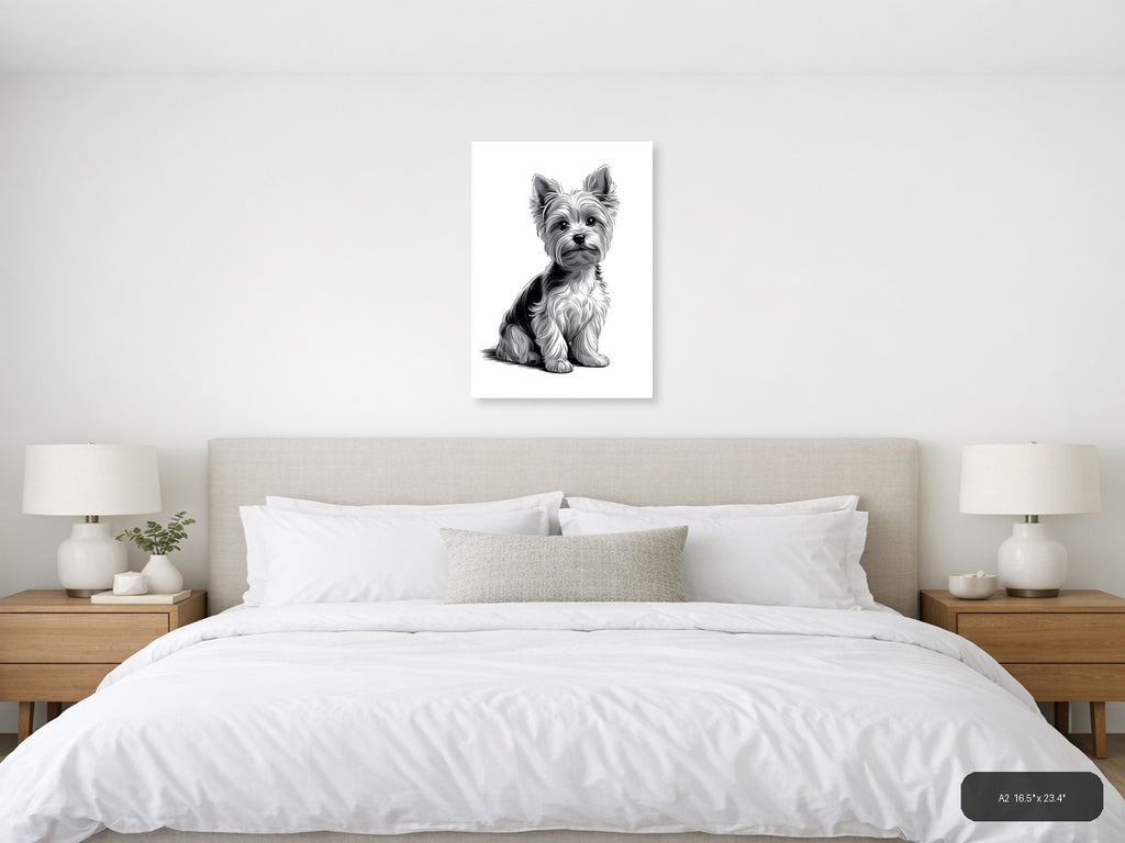 Fluffy Terrier Dog Portrait Minimalist Wall Art — A2 / Bedroom