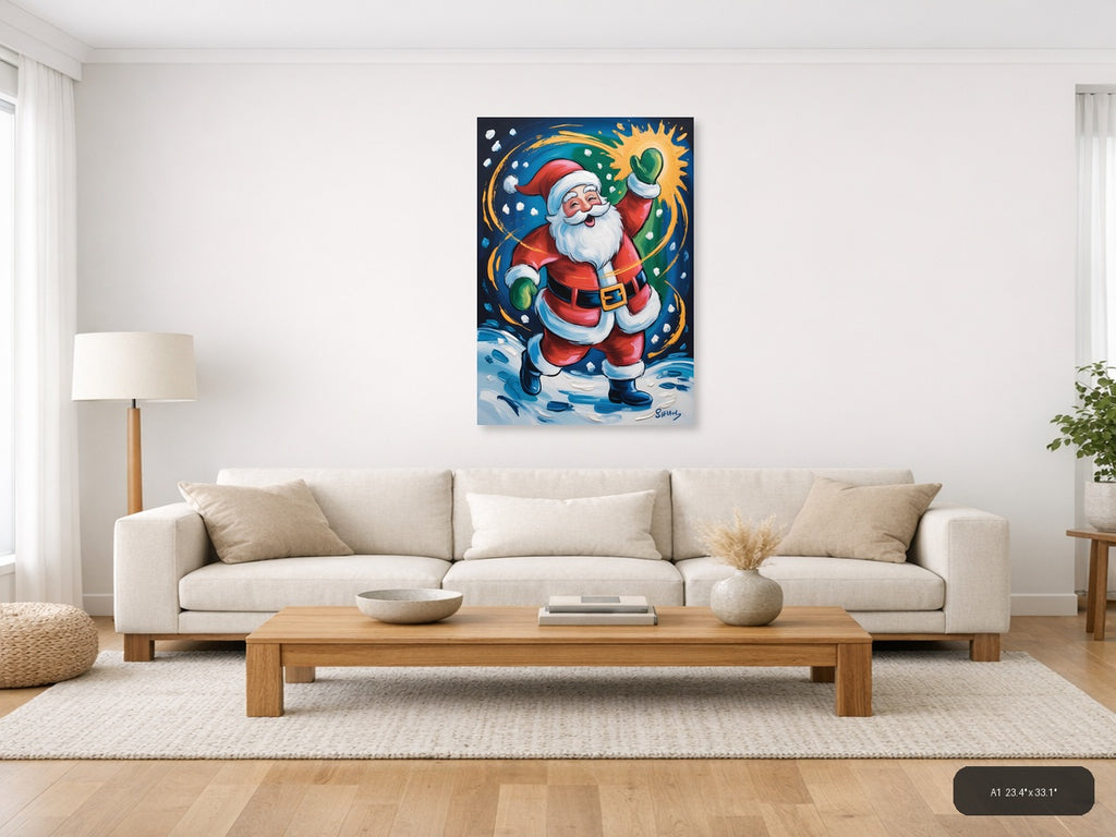 Jolly Santa Claus Abstract Portrait Wall Art — A1 / Living Room