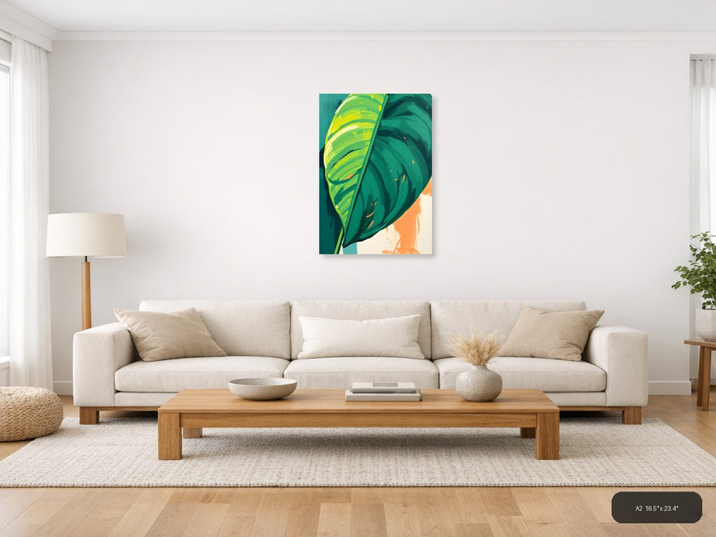 Abstract Tropical Leaf Modern Art Print Wall Art — A2 / Living Room