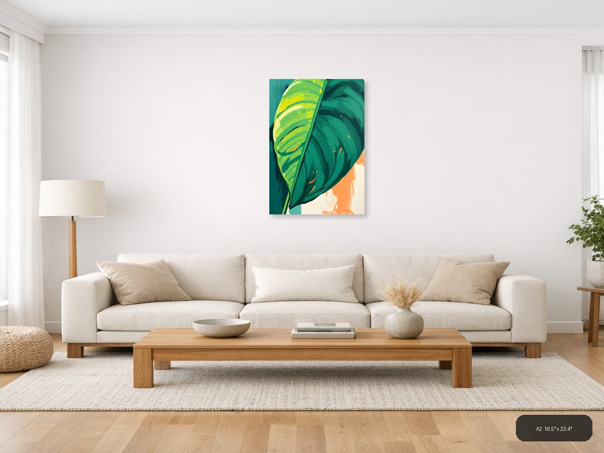 Abstract Tropical Leaf Modern Art Print Wall Art — A2 / Living Room