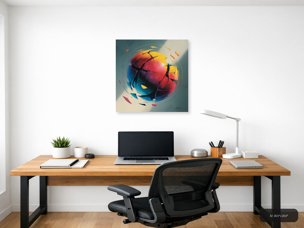 Colorful Abstract Geometric Sphere Wall Art — A2 / Office