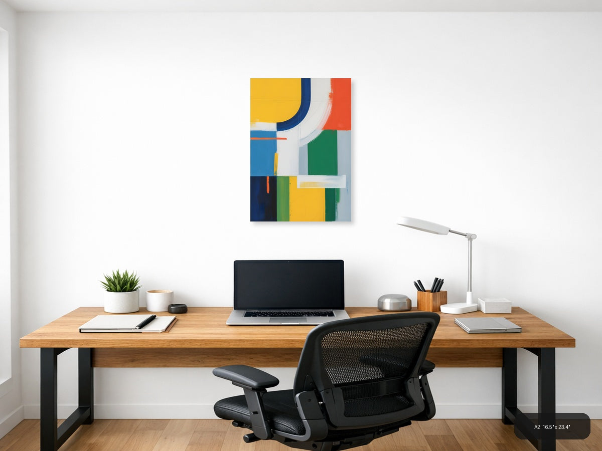 Vibrant Abstract Geometric Composition Modern Wall Art — A2 / Office