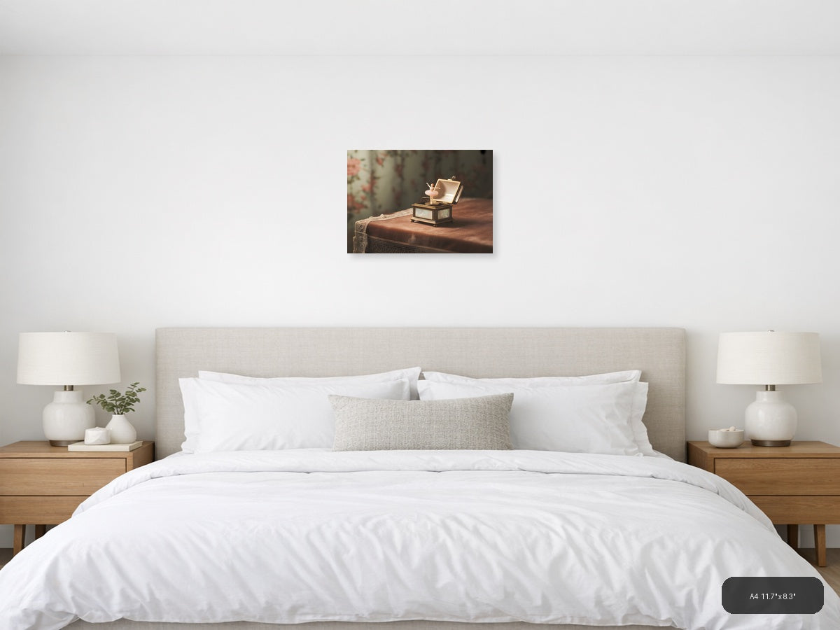 Vintage Music Box Ballerina Nostalgic Wall Art — A4 / Bedroom