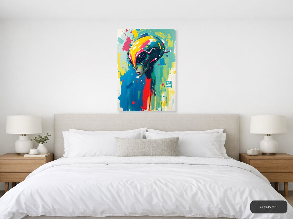 Colorful Abstract Robot Head Portrait Wall Art — A1 / Bedroom