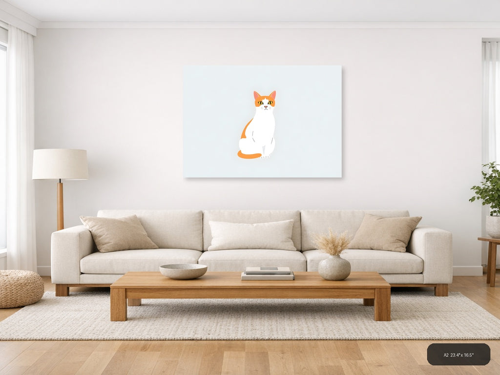 Cat Life Canvas Print | Minimalist Wall Art | A4 A3 A2 A1 — A2 (Living Room)