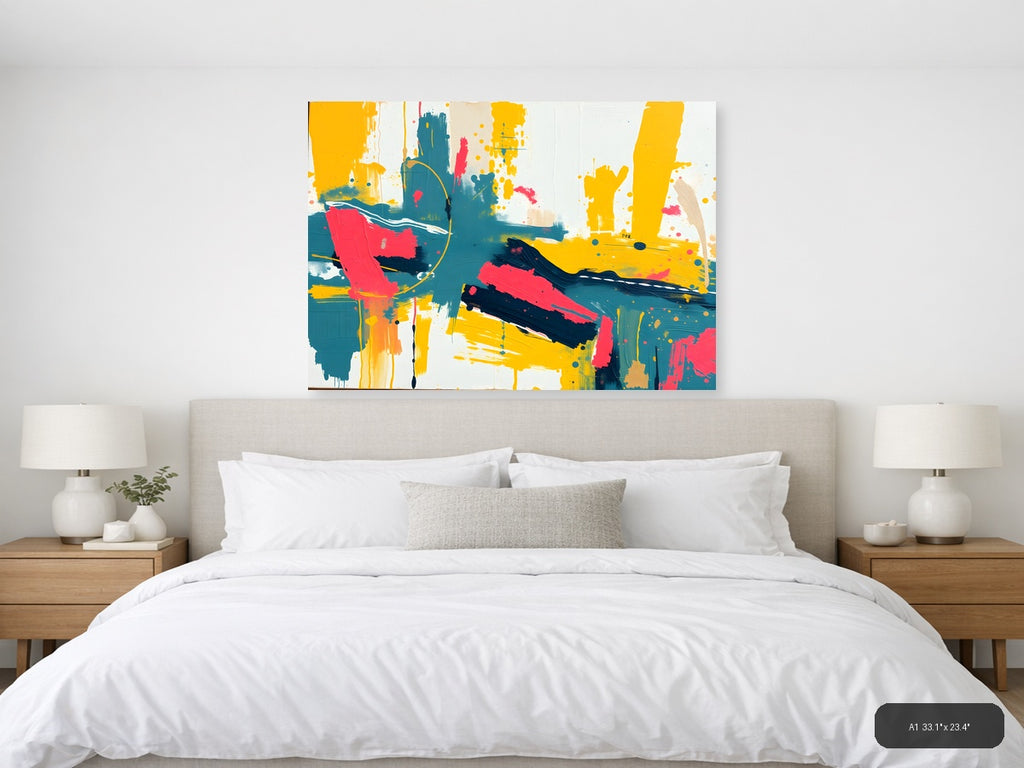 Vibrant Abstract Expressionist Landscape Wall Art — A1 / Bedroom