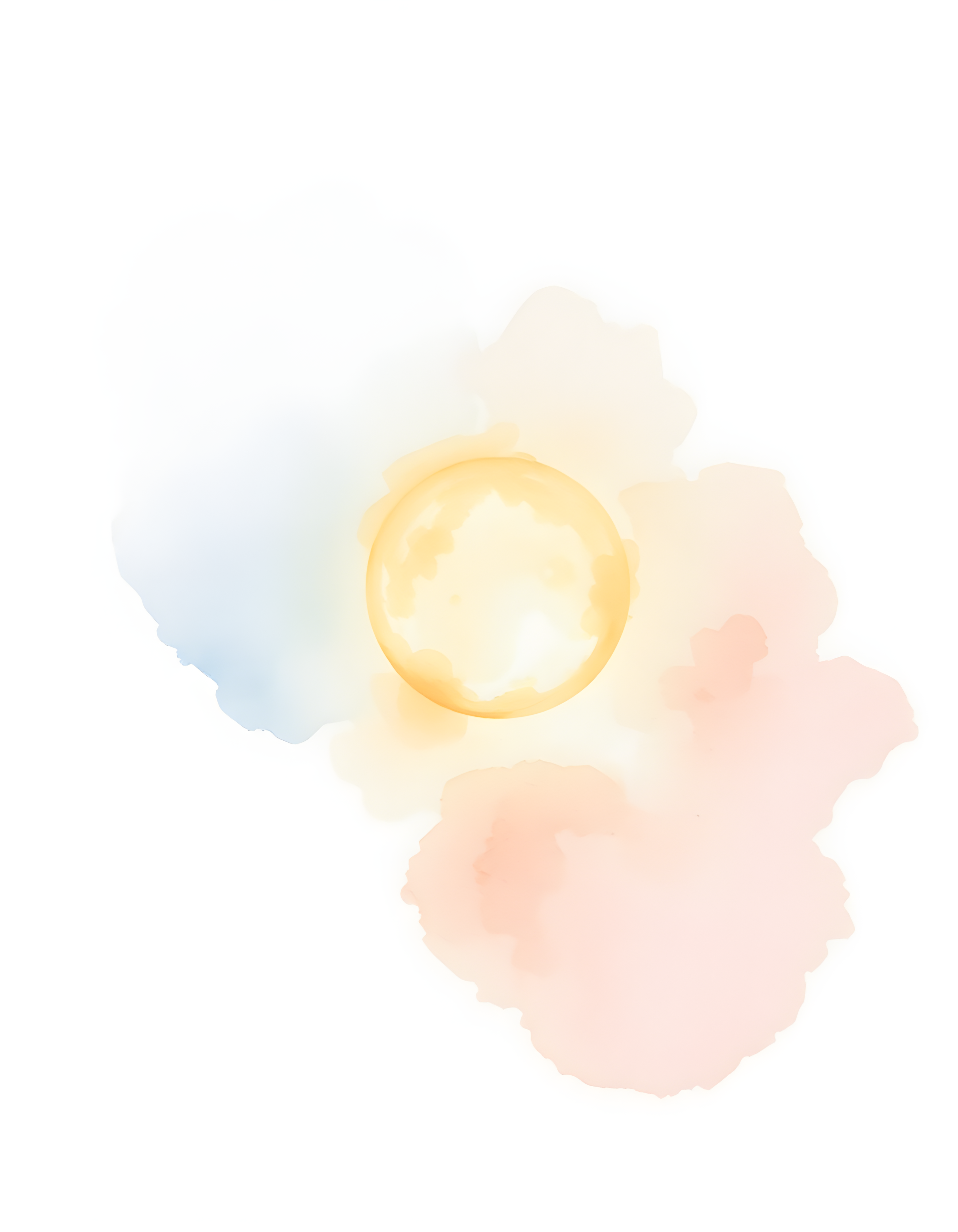 Abstract Sun Watercolor Painting Modern Wall Art