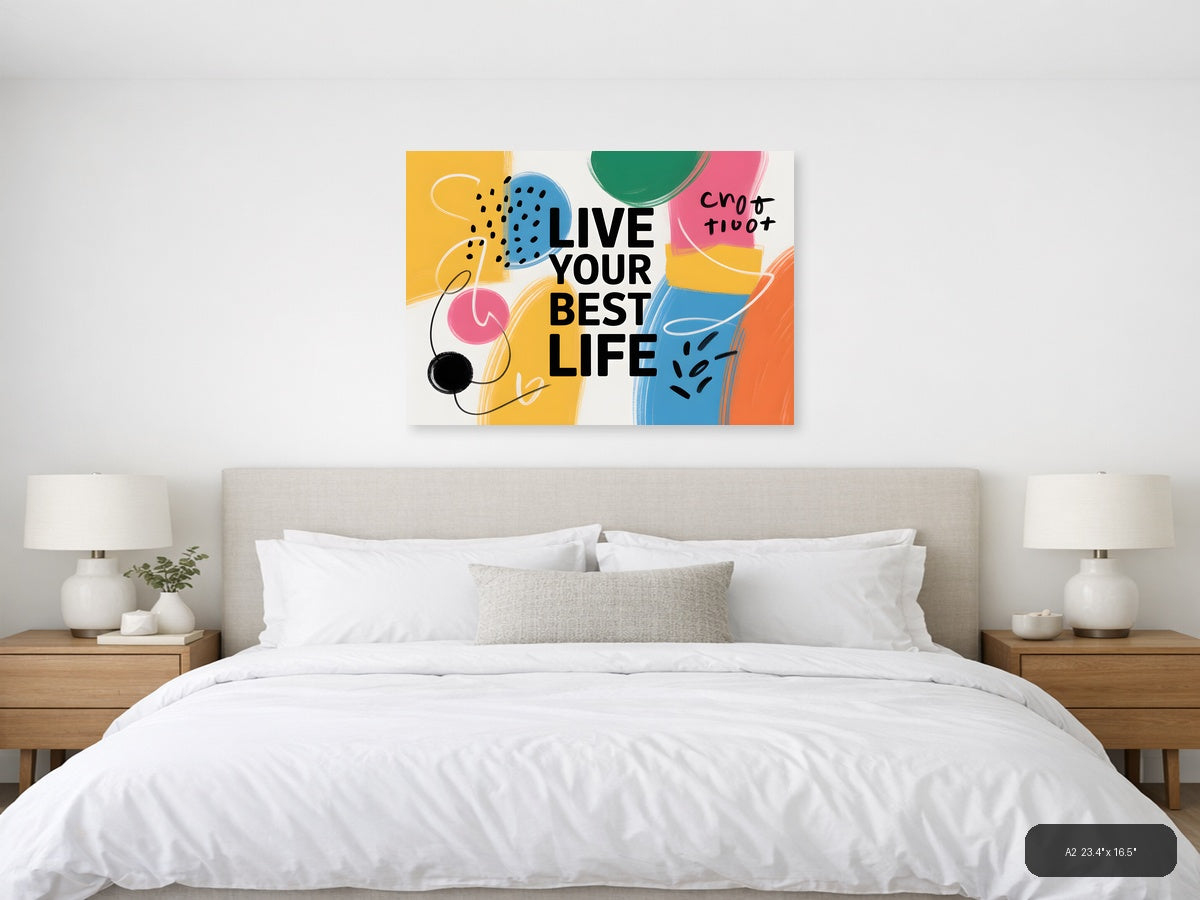 Live Your Best Life Abstract Colorful Wall Art — A2 / Bedroom