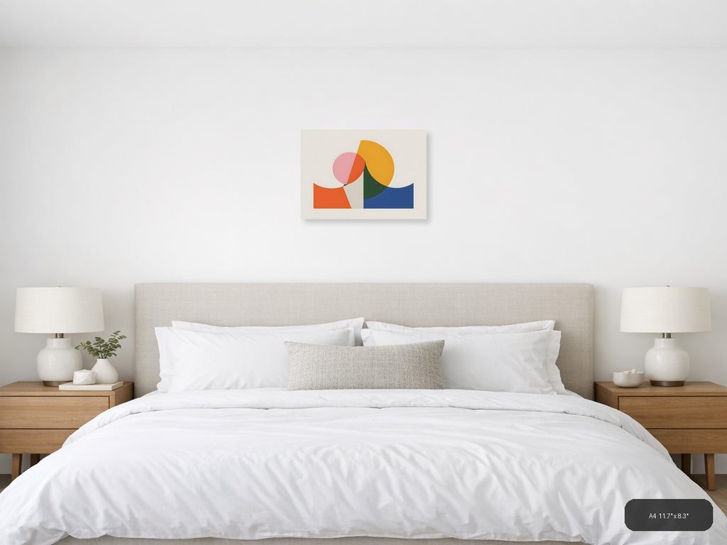 Minimalist Geometric Shapes Abstract Landscape Wall Art — A4 / Bedroom